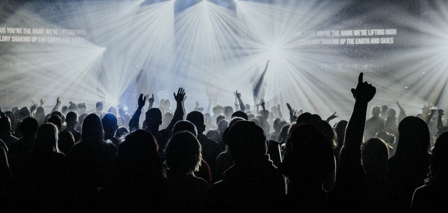 group of people watching concert